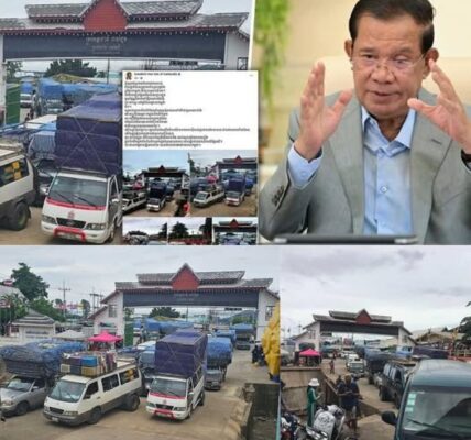 សម្តេចតេជោ ហ៊ុន សែន គាំទ្របិទច្រកដូងព្រំដែនកម្ពុជា-ថៃ ធ្វើឲ្យទំនិញថៃកកស្ទះរាប់រយឡាន, បើកសិករថៃចង់តវ៉ា សូមទៅតវ៉ាជាមួយយោធាថៃដោយខ្លួនឯង