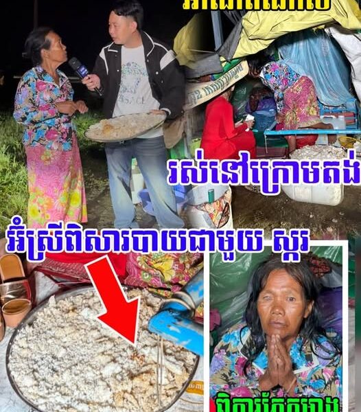 ក្តុ-ក-ក្តូ-ល-ណាស់ អ៊ំស្រីពិសារបាយជាមួយស្ករ ស ជាមួយចៅ រស់នៅក្រោមតង់ ភ្លៀងមកម្តងៗលិ-ចអស់…