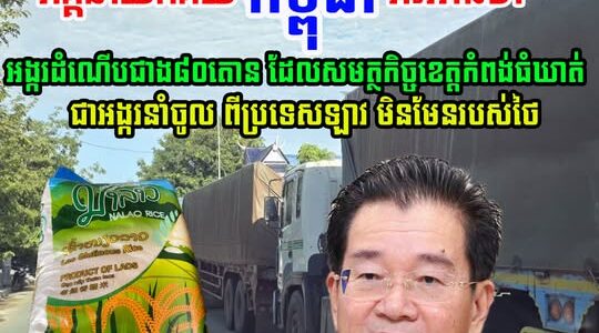 តាមពិតចឹងសោះ! អគ្គនាយកគយកម្ពុជា បញ្ជាក់ថា អង្ករដំណើបជាង៨០តោន ជាអង្ករនាំចូល ពីឡាវ មិនមែន របស់ថៃទេ (មានវីដេអូ)
